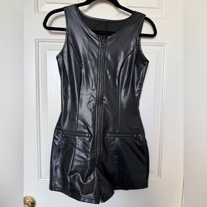 BlackMilk Black Vegan Leather Playsuit XS NWT